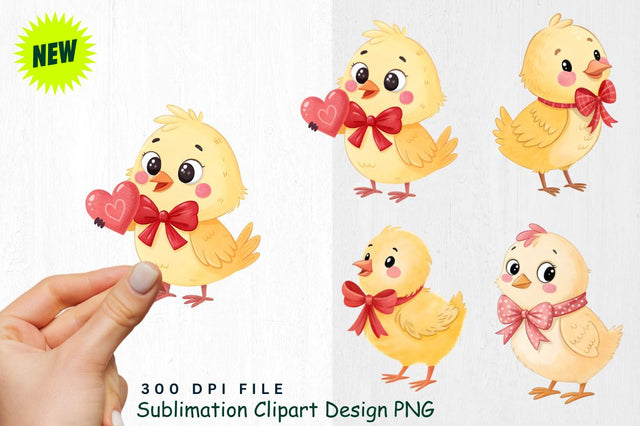 Cute Valentine's Day Chick Clipart PNG Sublimation Regulrcrative 