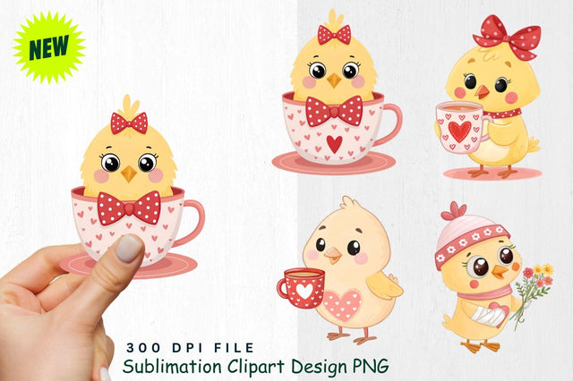 Cute Valentine's Day Chick Clipart PNG Sublimation Regulrcrative 
