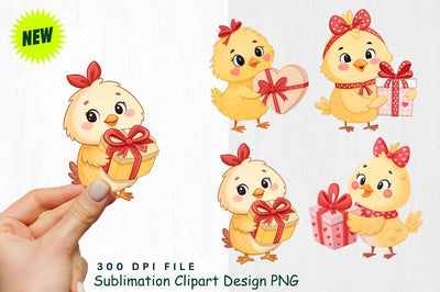 Cute Valentine's Day Chick Clipart Sublimation Regulrcrative 
