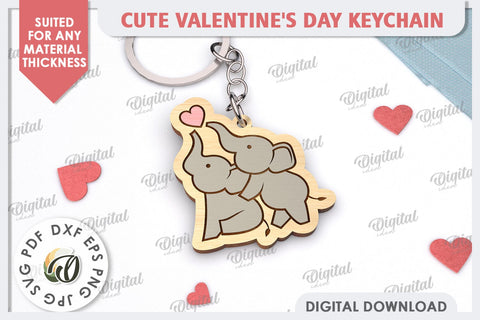 Cute Valentine's Day Keychains Laser Cut Bundle. Love SVG SVG Evgenyia Guschina 