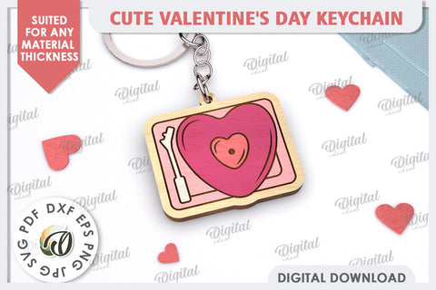 Cute Valentine's Day Keychains Laser Cut Bundle. Love SVG SVG Evgenyia Guschina 