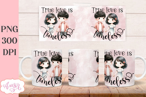 Cute Valentine's Day mug Wrap PNG for Sublimation Sublimation Amorclipart 