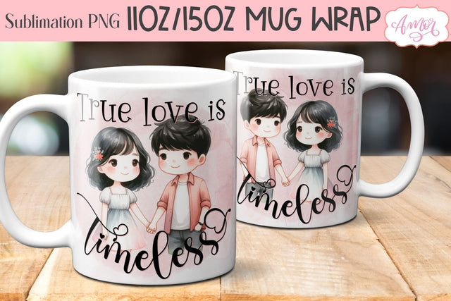 Cute Valentine's Day mug Wrap PNG for Sublimation Sublimation Amorclipart 