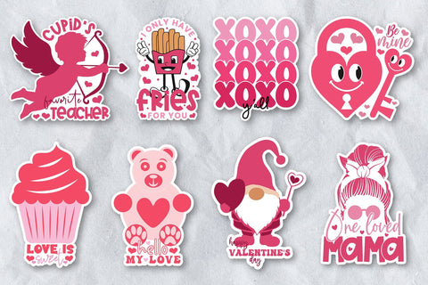 Cute Valentines Day Stickers Bundle PNG Sublimation CraftLabSVG 
