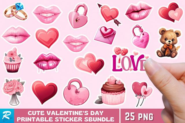 Cute Valentine's Day Stickers Bundle Sublimation Regulrcrative 