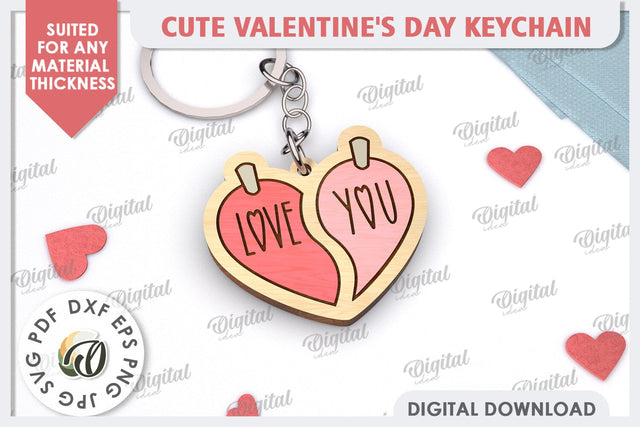Cute Valentine's Keychain Laser Cut. Love Sign SVG SVG Evgenyia Guschina 