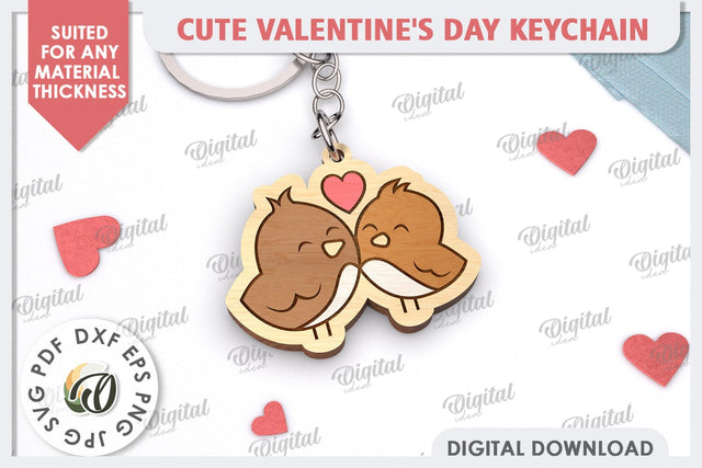 Cute Valentine's Keychain Laser Cut. Love Sign SVG SVG Evgenyia Guschina 