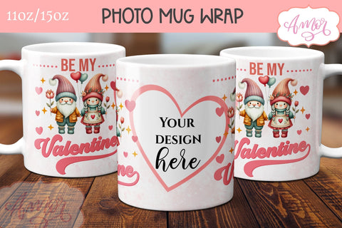 Cute Valentines Photo Mug Wrap template PNG for Sublimation Sublimation Amorclipart 