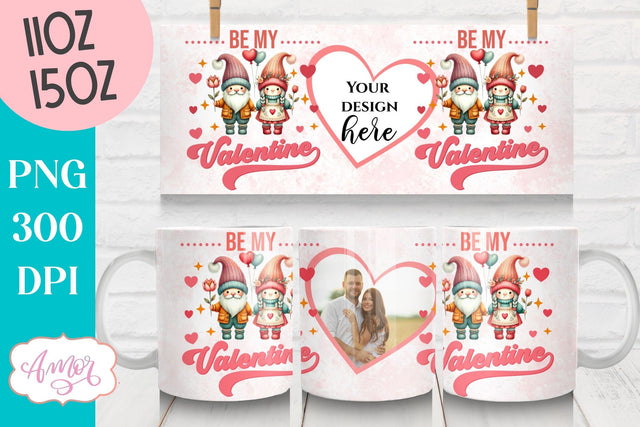 Cute Valentines Photo Mug Wrap template PNG for Sublimation Sublimation Amorclipart 