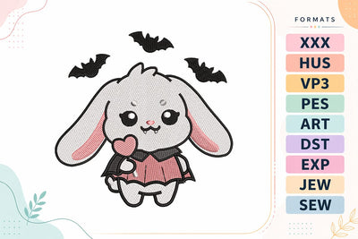Cute Vampire Bunny Bat Halloween Embroidery Design Embroidery/Applique DESIGNS sg embroidery 
