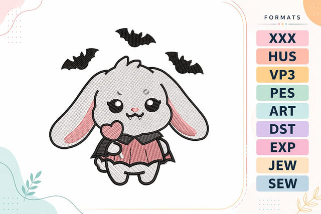 Cute Vampire Bunny Bat Halloween Embroidery Design Embroidery/Applique DESIGNS sg embroidery 