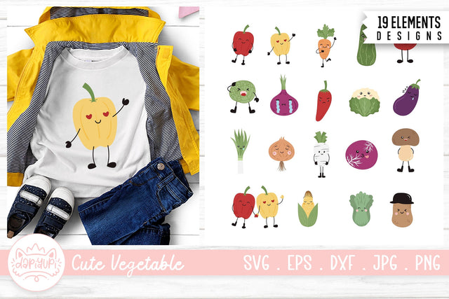 Cute Vegetable Character Illustration SVG dapiyupi store 