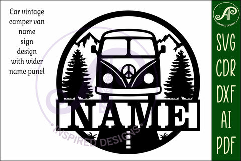 cute vintage camper van themed name sign svg laser SVG APInspireddesigns 