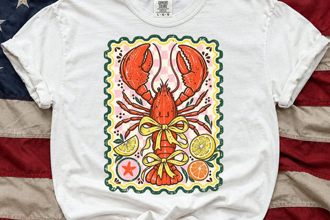 Cute Vintage Coquette Lobster PNG Design SVG DesignDestine 