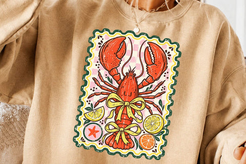 Cute Vintage Coquette Lobster PNG Design SVG DesignDestine 