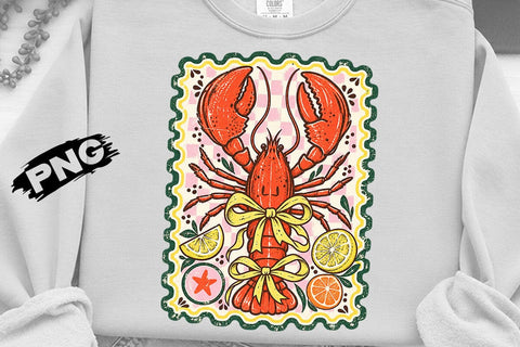 Cute Vintage Coquette Lobster PNG Design SVG DesignDestine 