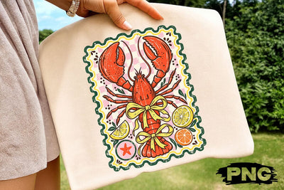 Cute Vintage Coquette Lobster PNG Design SVG DesignDestine 