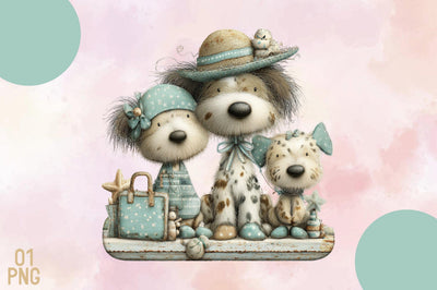 Cute Vintage Puppy Family PNG Sublimation SVGArt 
