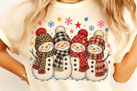 Cute Vintage Snowman Squad PNG Sublimation SVGista 