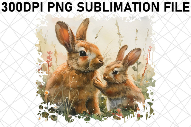 Cute Watercolor Animal Mom & Baby Sublimation Sublimation afrosvg 