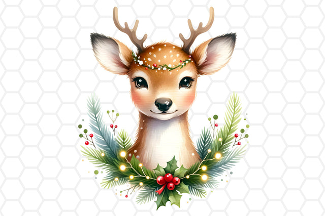 Cute Watercolor Christmas Deer Clipart, Sublimation PNG Sublimation DreanArtDesign 