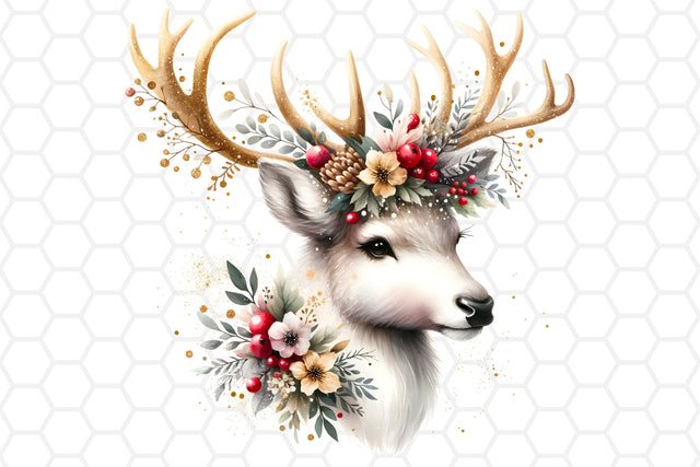 Cute Watercolor Christmas Deer Clipart, Sublimation PNG Sublimation DreanArtDesign 