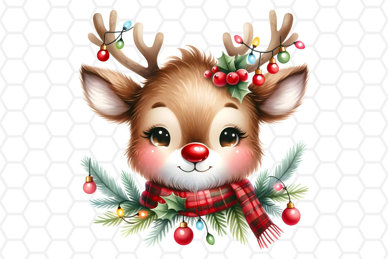 Cute Watercolor Christmas Deer Clipart, Sublimation PNG Sublimation DreanArtDesign 