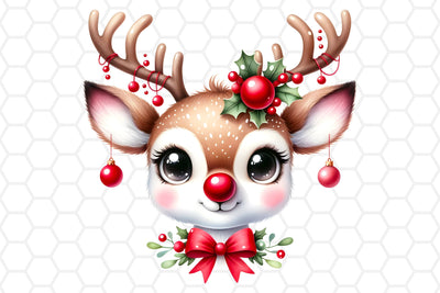 Cute Watercolor Christmas Deer Clipart, Sublimation PNG Sublimation DreanArtDesign 