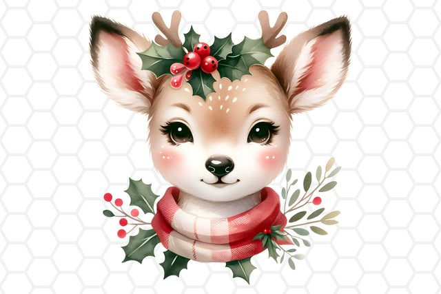 Cute Watercolor Christmas Deer Clipart, Sublimation PNG Sublimation DreanArtDesign 