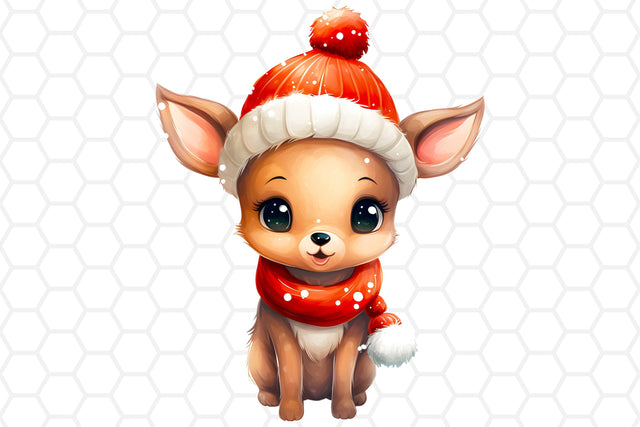 Cute Watercolor Christmas Deer Clipart, Sublimation PNG Sublimation DreanArtDesign 