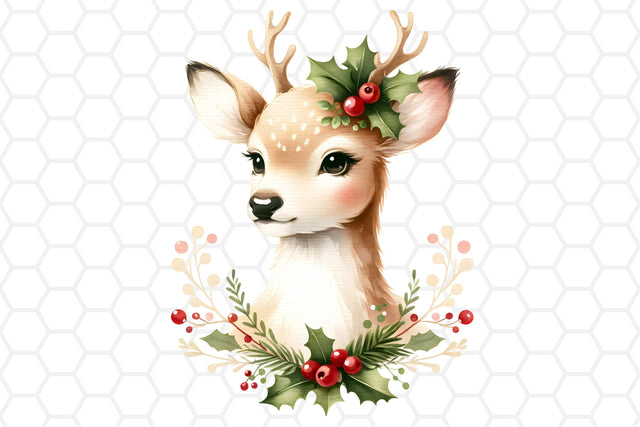 Cute Watercolor Christmas Deer Clipart, Sublimation PNG Sublimation DreanArtDesign 