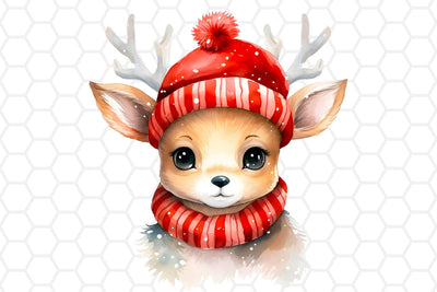 Cute Watercolor Christmas Deer Clipart, Sublimation PNG Sublimation DreanArtDesign 