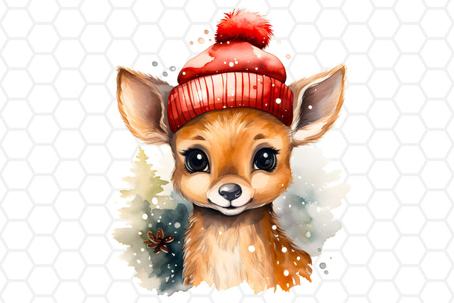Cute Watercolor Christmas Deer Clipart, Sublimation PNG Sublimation DreanArtDesign 