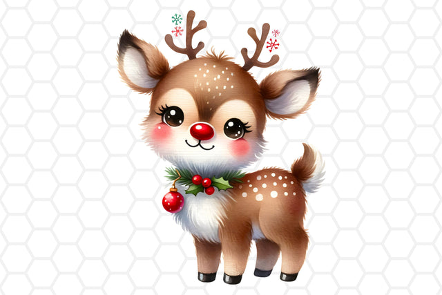 Cute Watercolor Christmas Deer Clipart, Sublimation PNG Sublimation DreanArtDesign 