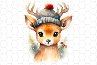 Cute Watercolor Christmas Deer Clipart, Sublimation PNG Sublimation DreanArtDesign 