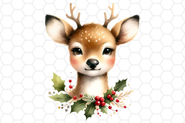 Cute Watercolor Christmas Deer Clipart, Sublimation PNG Sublimation DreanArtDesign 