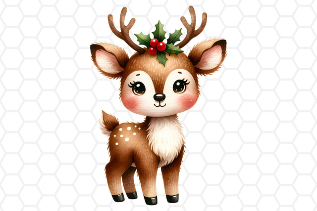 Cute Watercolor Christmas Deer Clipart, Sublimation PNG Sublimation DreanArtDesign 
