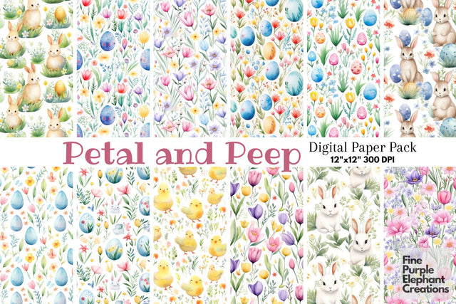 Cute Watercolor Easter Textures Digital Paper | Spring Pastel Eggs Digital Pattern Fine Purple Elephant Creations 