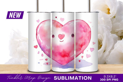 Cute watercolor heart tumbler png design Sublimation Regulrcrative 