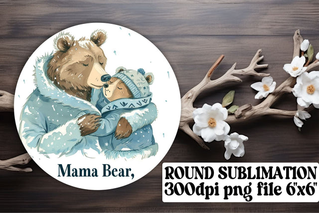 Cute Watercolor Mama Bear Design Sublimation afrosvg 