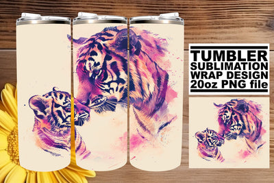 Cute Watercolor Mommy & Cub Tumbler: Mother's Happiness Sublimation afrosvg 