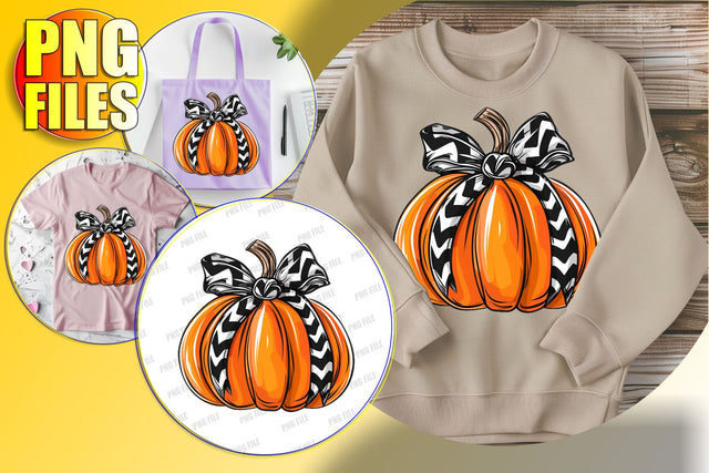Cute Watercolor Pumpkin Bow Design for Sublimation Sublimation afrosvg 