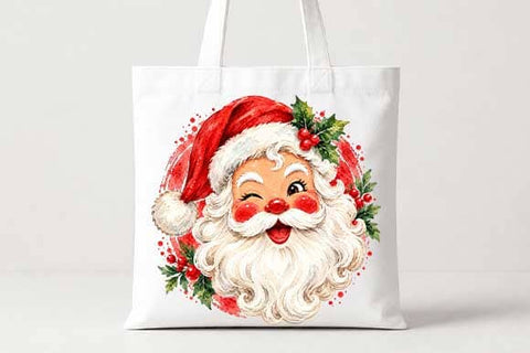 Cute Watercolor Santa Claus PNG SVG BillahCrafts 