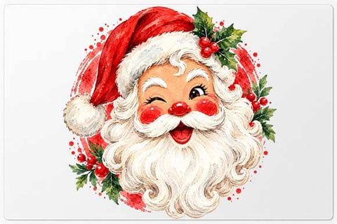 Cute Watercolor Santa Claus PNG SVG BillahCrafts 