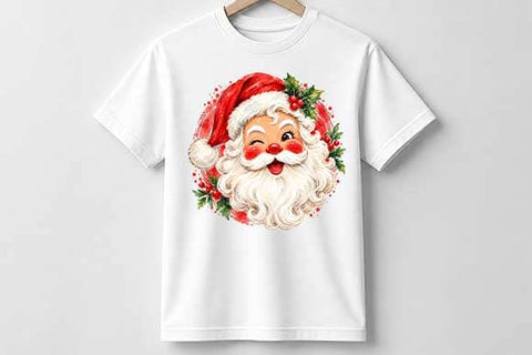 Cute Watercolor Santa Claus PNG SVG BillahCrafts 