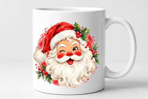 Cute Watercolor Santa Claus PNG SVG BillahCrafts 