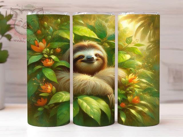 Cute Watercolor Sloth Tumbler, Watercolor Sloth Wrap, 20Oz Skinny Tumbler, Hanging Sloth Sublimation, Tree Animal Design, Whimsical Sloth Tumbler, Nature-Inspired Wrap Sublimation Lara' s Designs 