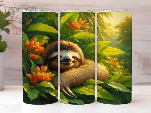 Cute Watercolor Sloth Tumbler, Watercolor Sloth Wrap, 20Oz Skinny Tumbler, Hanging Sloth Sublimation, Tree Animal Design, Whimsical Sloth Tumbler, Nature-Inspired Wrap Sublimation Lara' s Designs 