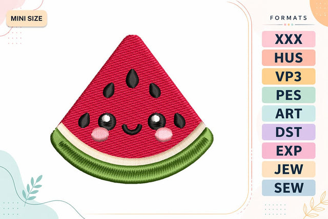 Cute Watermelon Mini Embroidery Design | Kawaii Summer Fruit Embroidery/Applique DESIGNS sg embroidery 