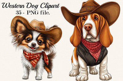 Cute Western Cowboy Dogs Clipart Sublimation SVGArt 